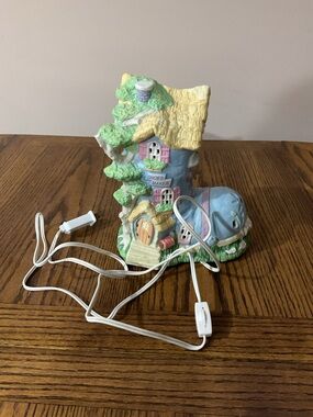 Easter Colors Ceramic Fairy Tale Shoe Maker Cottage Night Lamp